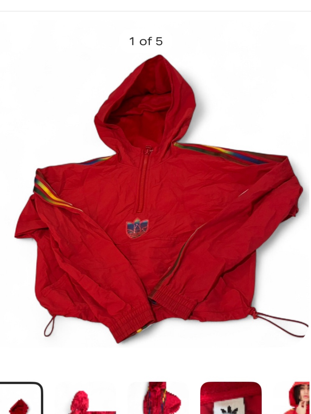 Adidas Red Hooded Windbreaker Jacket
